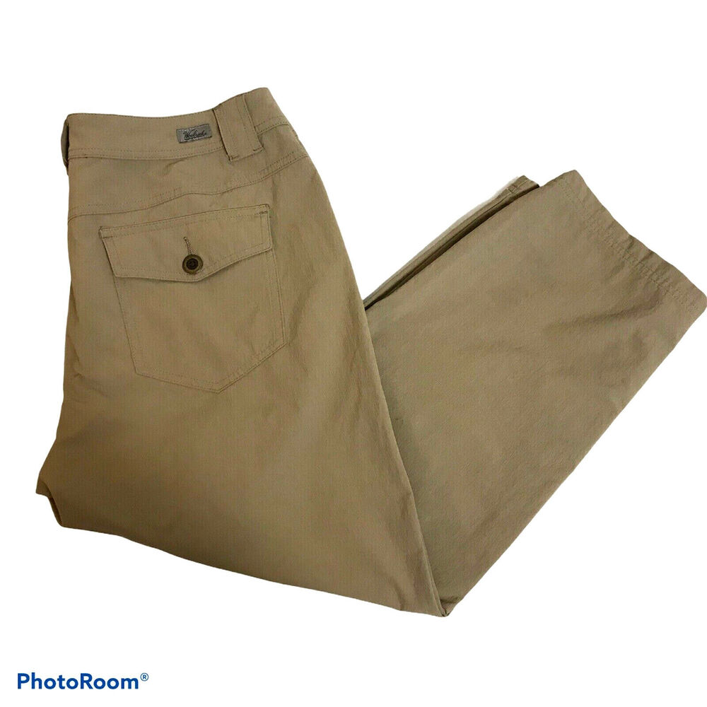 Woolrich Womens Khaki Hiking Camping Nylon Blend Cropped Capri Pants Size 10